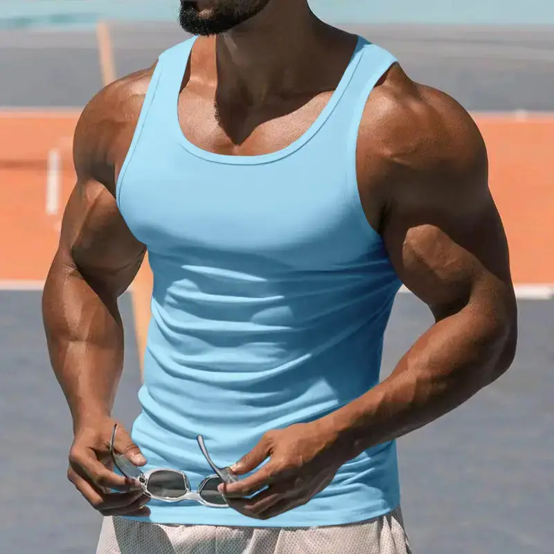 2023 Men's Black I-Shaped Summer Fitness Vest — feature 21