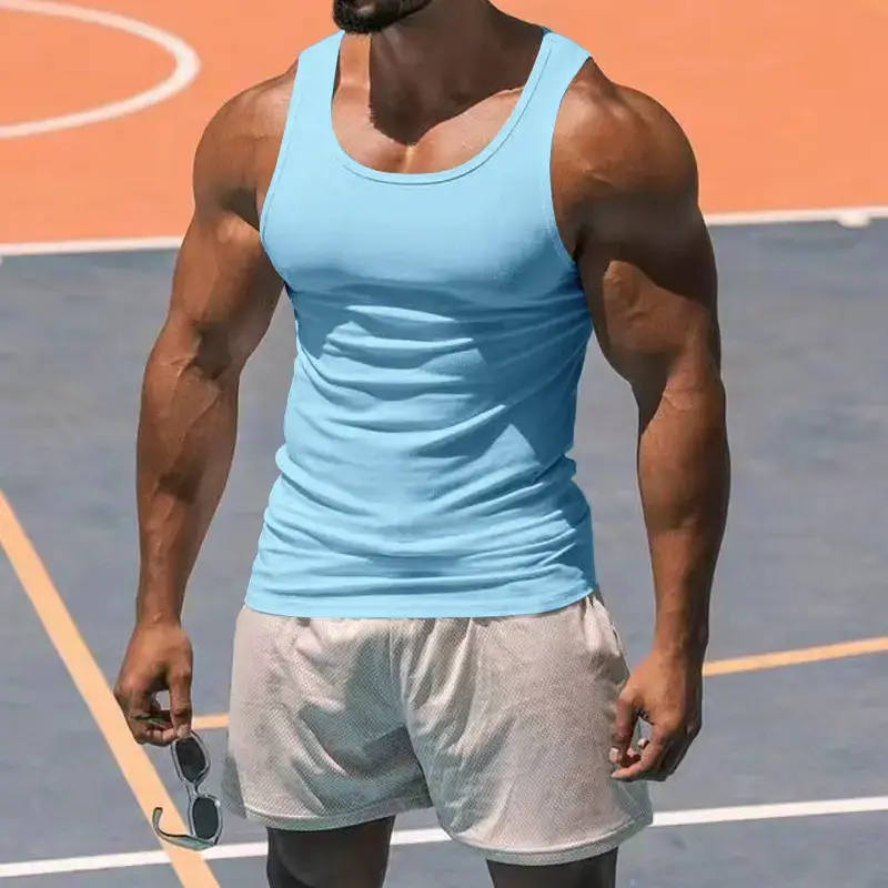 2023 Men's Black I-Shaped Summer Fitness Vest — feature 22
