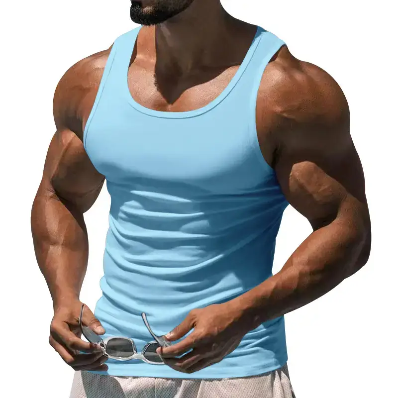 2023 Men's Black I-Shaped Summer Fitness Vest — feature 23