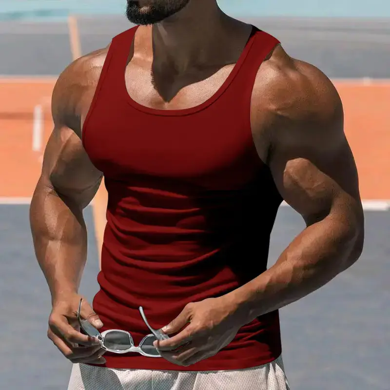 2023 Men's Black I-Shaped Summer Fitness Vest — feature 24