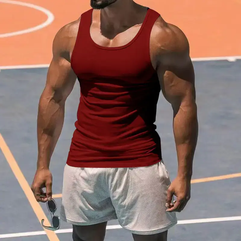 2023 Men's Black I-Shaped Summer Fitness Vest — feature 25