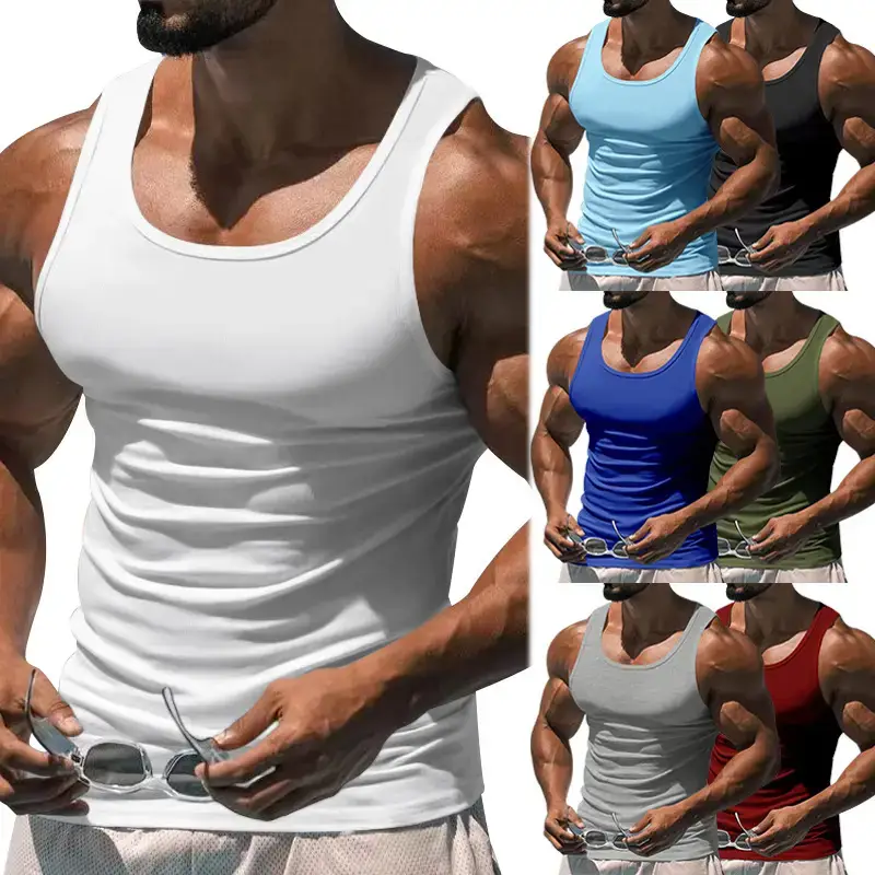 2023 Men's Black I-Shaped Summer Fitness Vest — feature 3