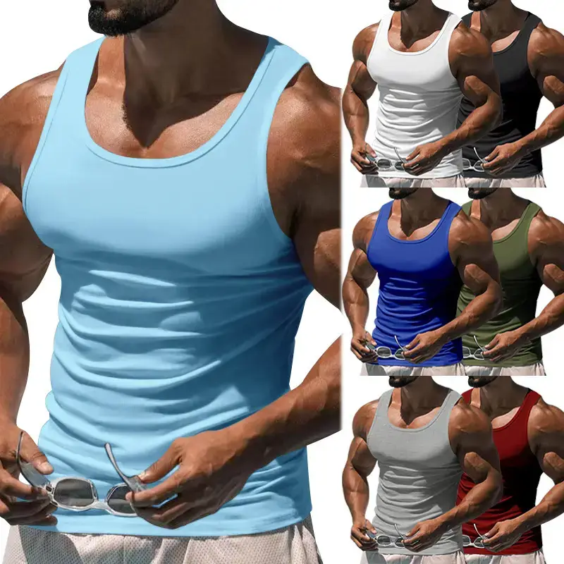 2023 Men's Black I-Shaped Summer Fitness Vest — feature 4