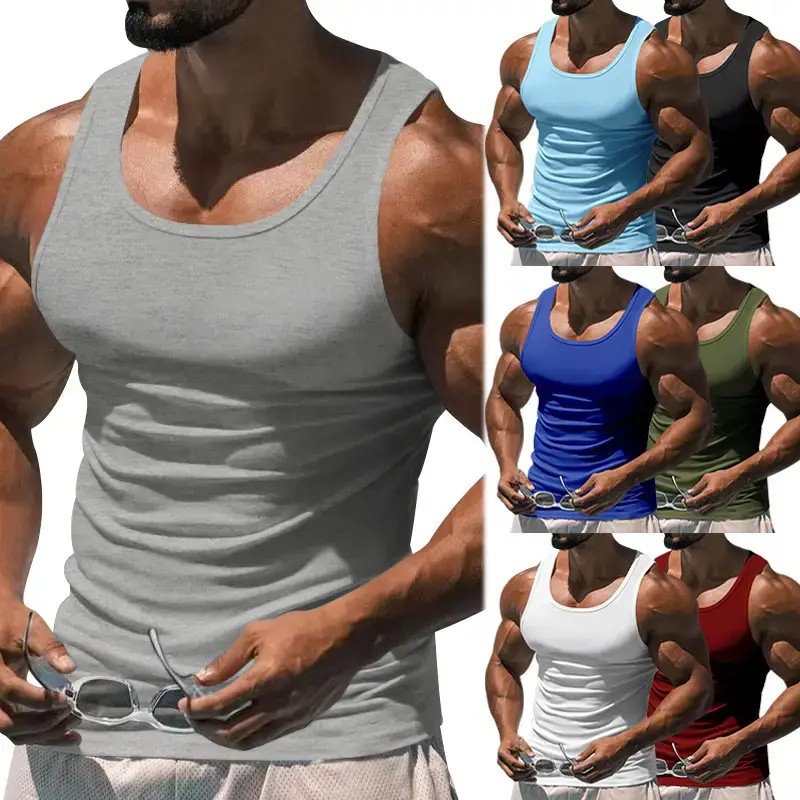 2023 Men's Black I-Shaped Summer Fitness Vest — feature 5