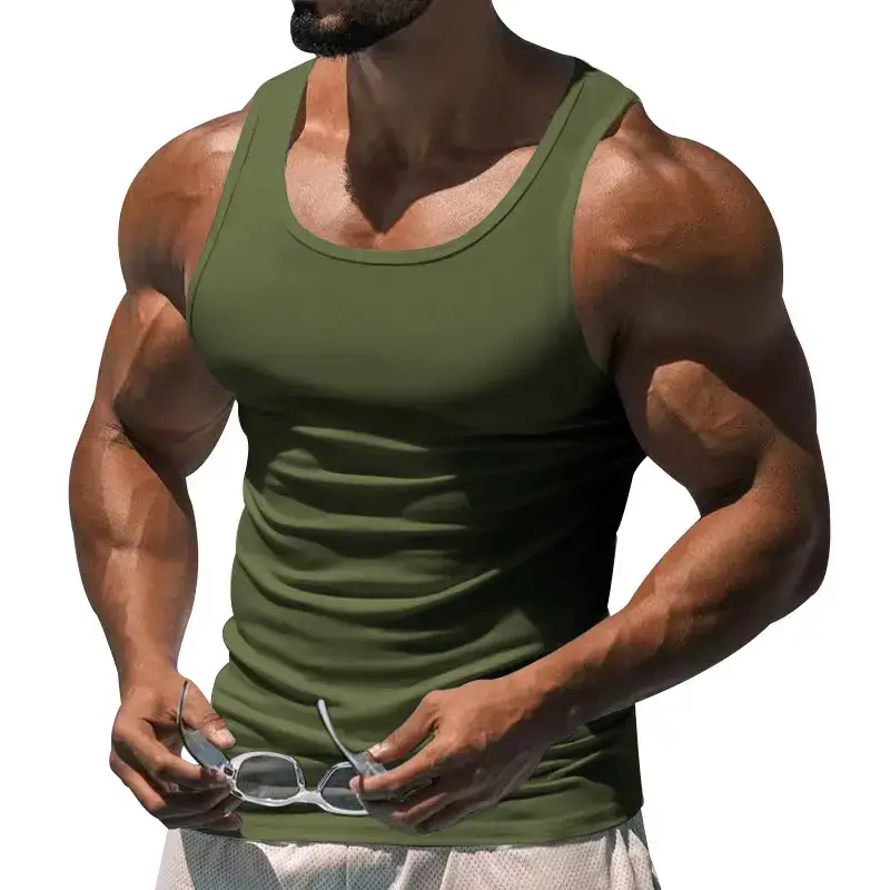 2023 Men's Black I-Shaped Summer Fitness Vest - Image 4