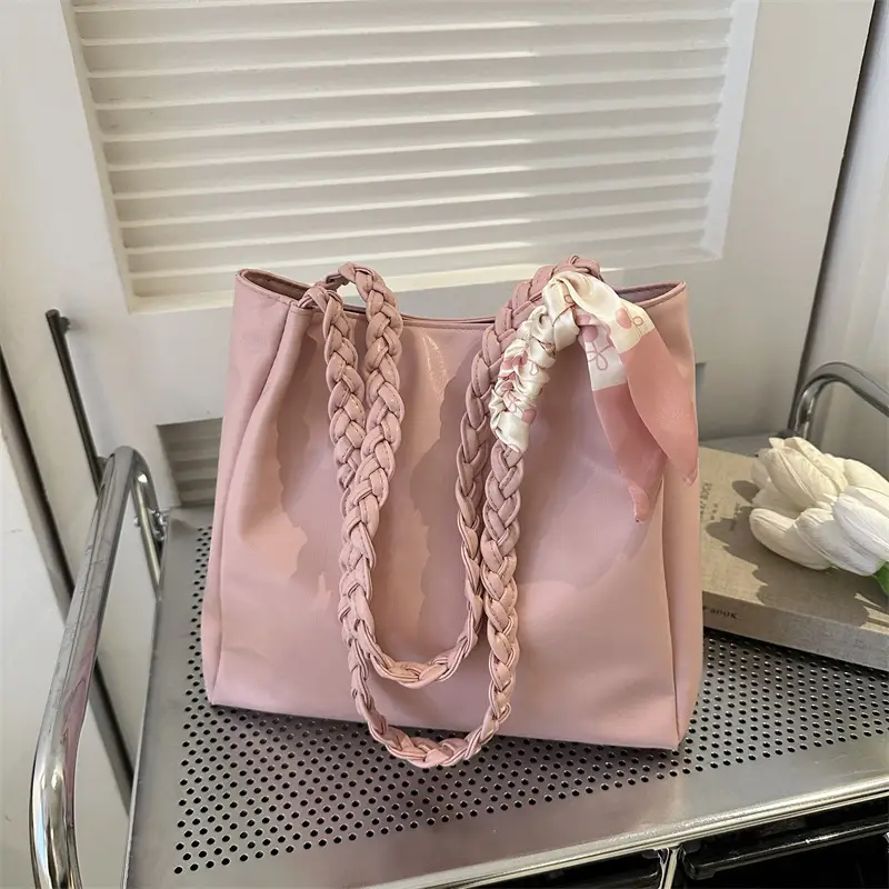 Black Silk Scarf Tote Bag 2023 Summer New Western Style - Image 6