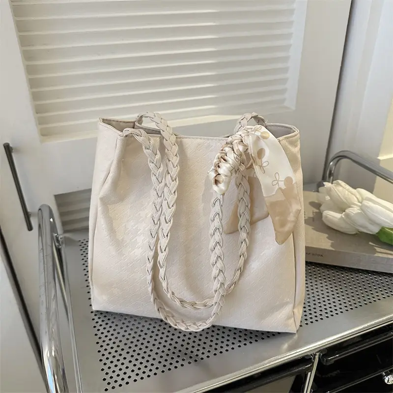 Black Silk Scarf Tote Bag 2023 Summer New Western Style - Image 7