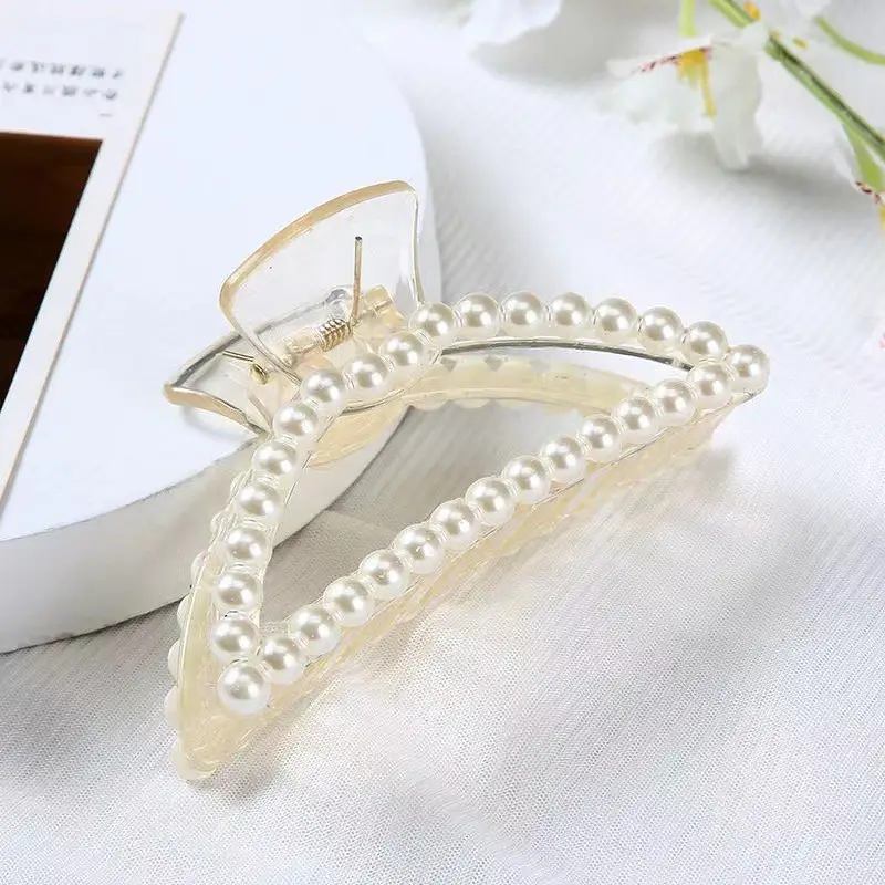 Korean Pearl Hair Clip for Women Small Elegant Back Clip