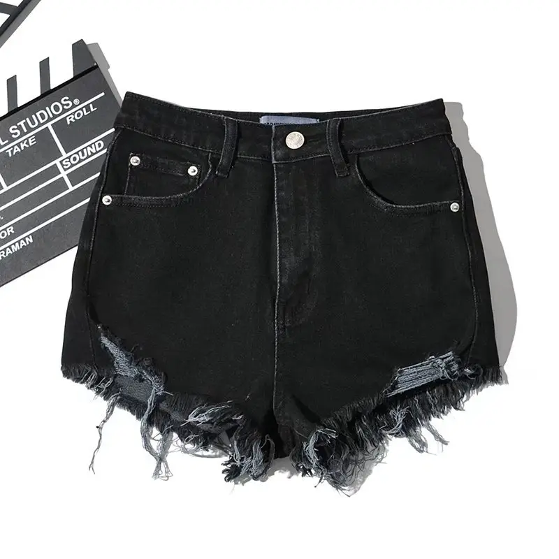 Hot Girl Stretch Rag Shorts Blue Denim Casual - Image 2
