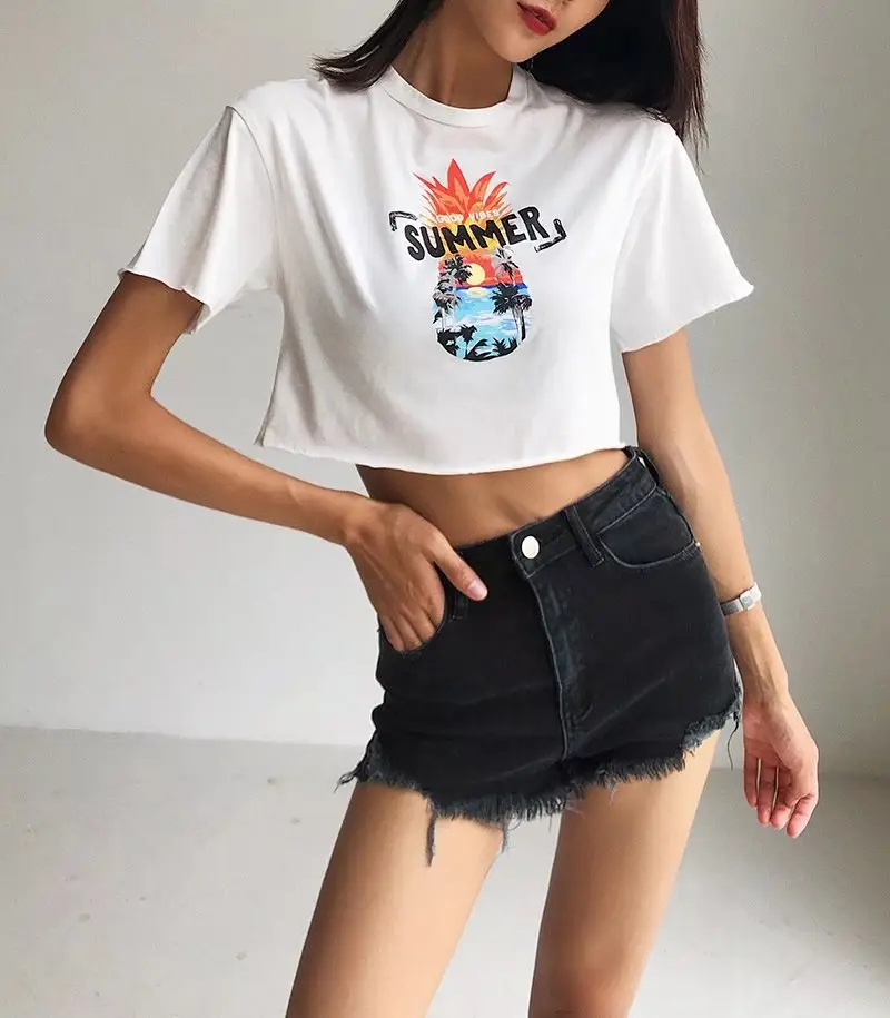 Hot Girl Stretch Rag Shorts Blue Denim Casual — feature 2