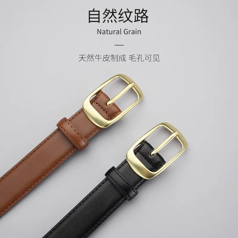 Women's Black Pin Buckle Belt Real Cowhide - Image 4