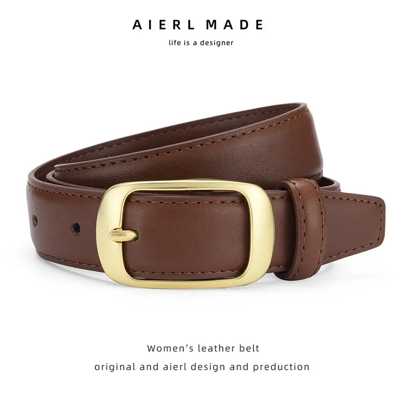 Women's Black Pin Buckle Belt Real Cowhide - Image 6