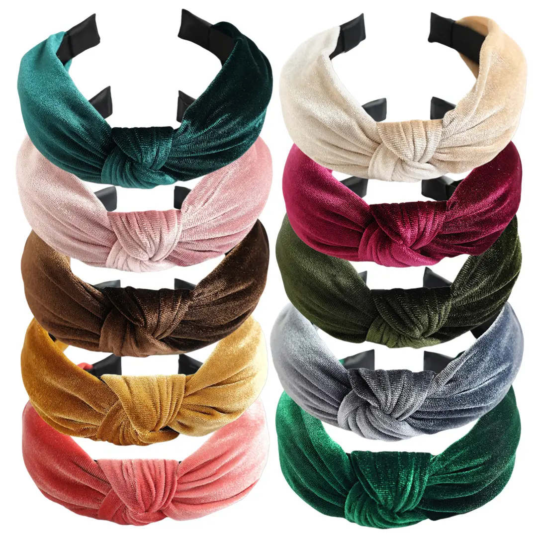 Blue Velvet Flannel Hair Hoop Wide Brim Sponge Hair Stamp for Women — feature 3