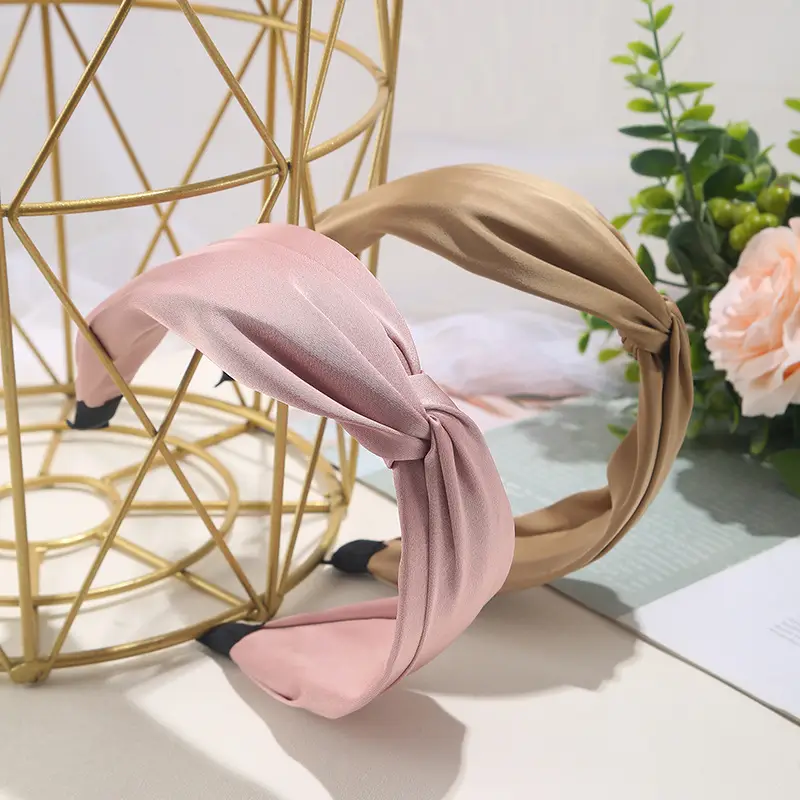 Korean Retro Fabric Wide Brim Hairband Yellow Brown - Image 8
