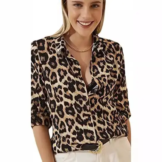 2025 Women's Long Sleeve Button-Up Shirt with Elegant Print - Image 14