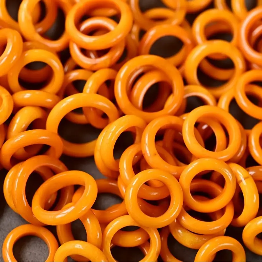 Natural Old Wax Running Ring Full of Honey Chicken Oil Red Orange Leather Color - Image 3