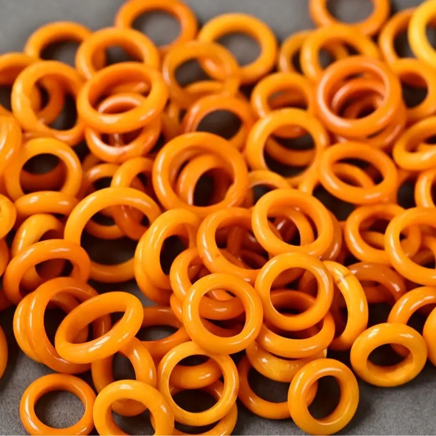 Natural Old Wax Running Ring Full of Honey Chicken Oil Red Orange Leather Color - Image 4