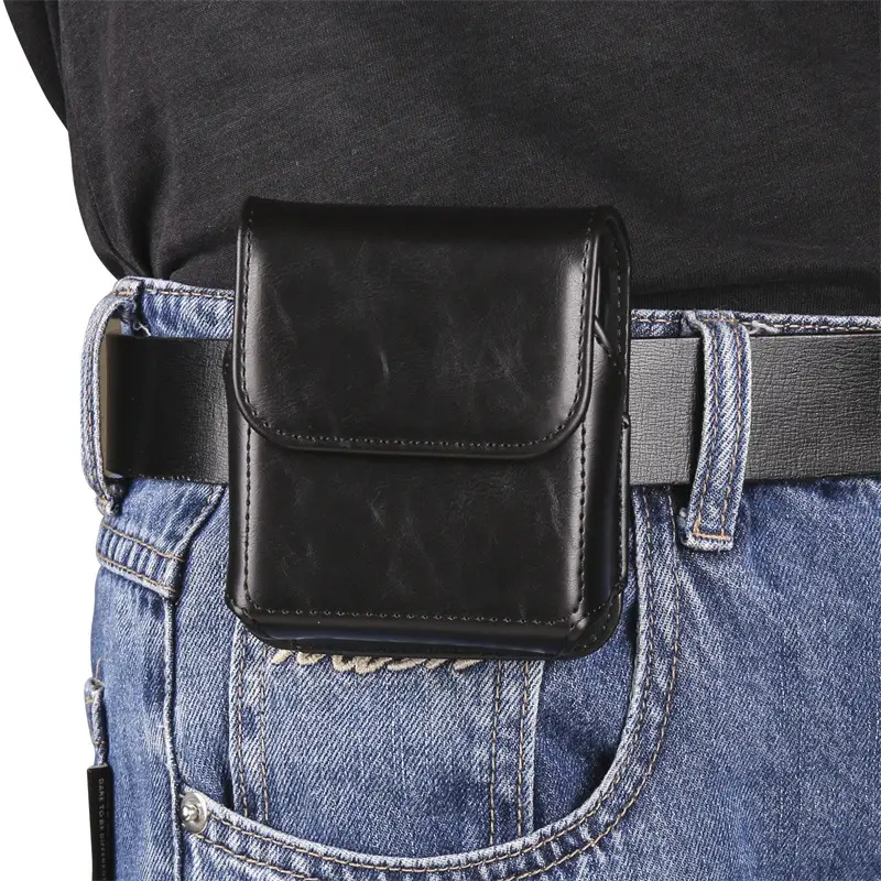 Black Leather Flip Wallet for Men - Image 3