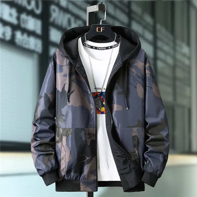 Men Printed Hooded Jacket 2021 Casual All-match - Image 7