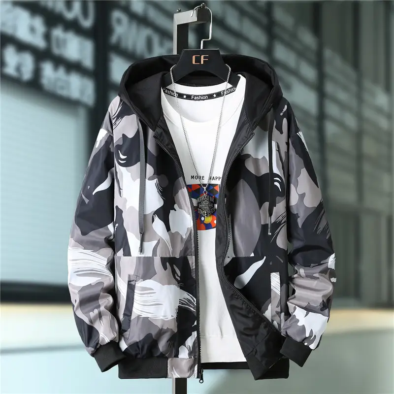 Men Printed Hooded Jacket 2021 Casual All-match - Image 8