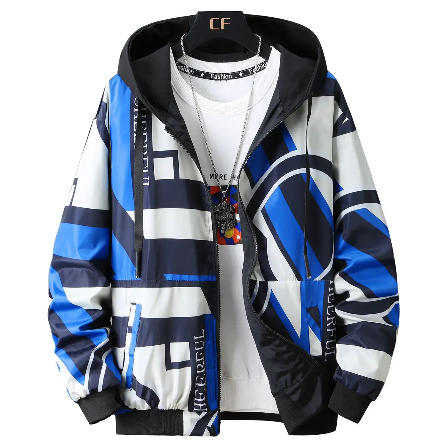 Men Printed Hooded Jacket 2021 Casual All-match - Image 9