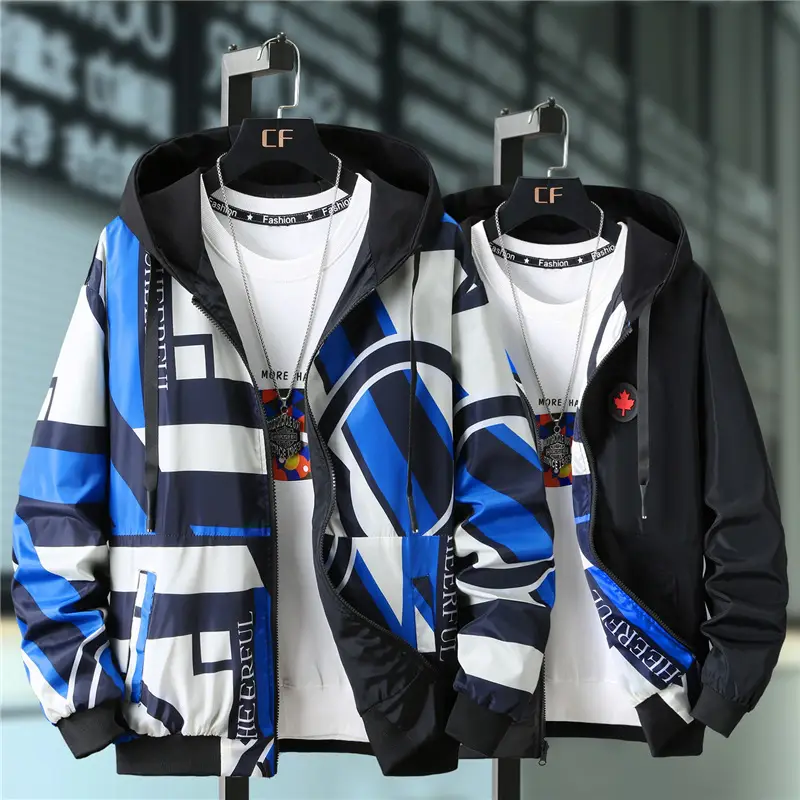 Men Printed Hooded Jacket 2021 Casual All-match — feature 17