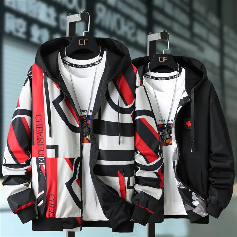Men Printed Hooded Jacket 2021 Casual All-match — feature 18