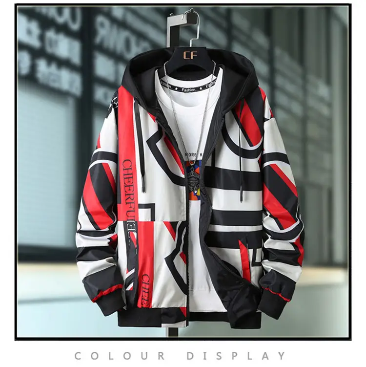 Men Printed Hooded Jacket 2021 Casual All-match — feature 6