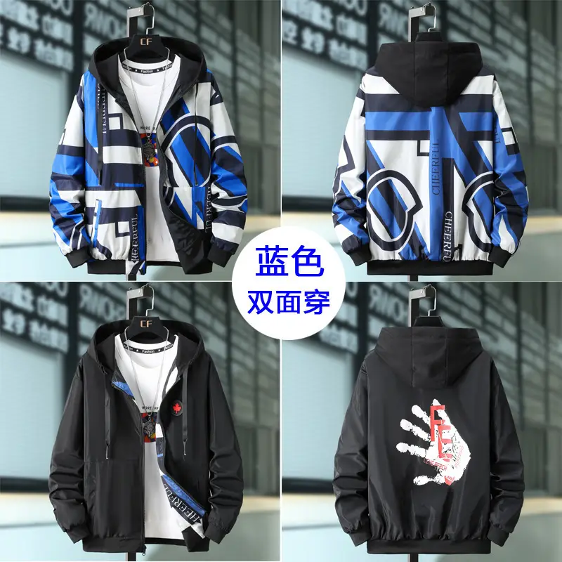Men Printed Hooded Jacket 2021 Casual All-match - Image 3