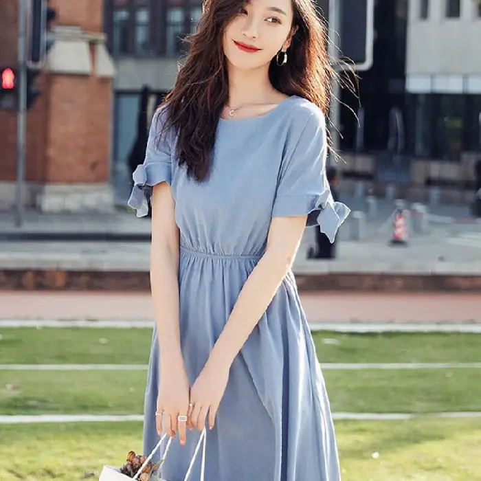 Women's Pink French Dress 2023 Summer Slim Fit