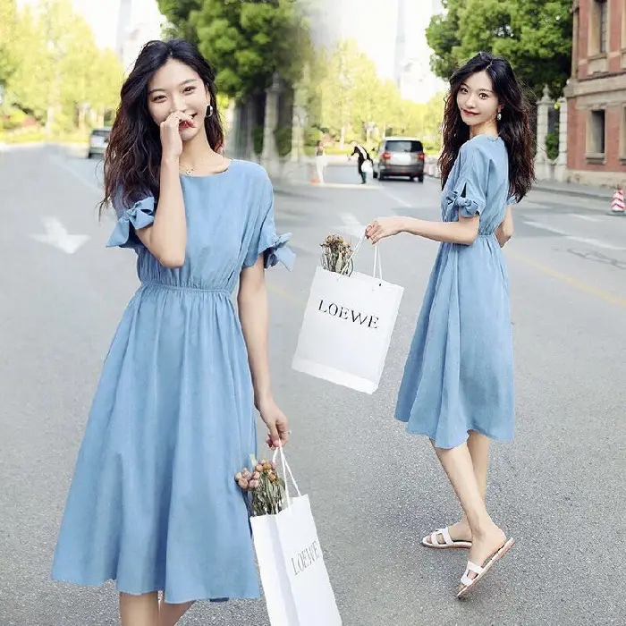 Women's Pink French Dress 2023 Summer Slim Fit