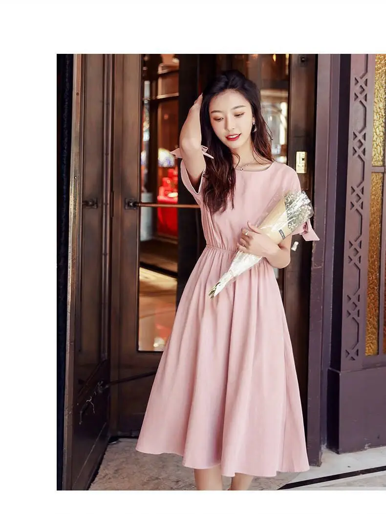Women's Pink French Dress 2023 Summer Slim Fit — feature 4