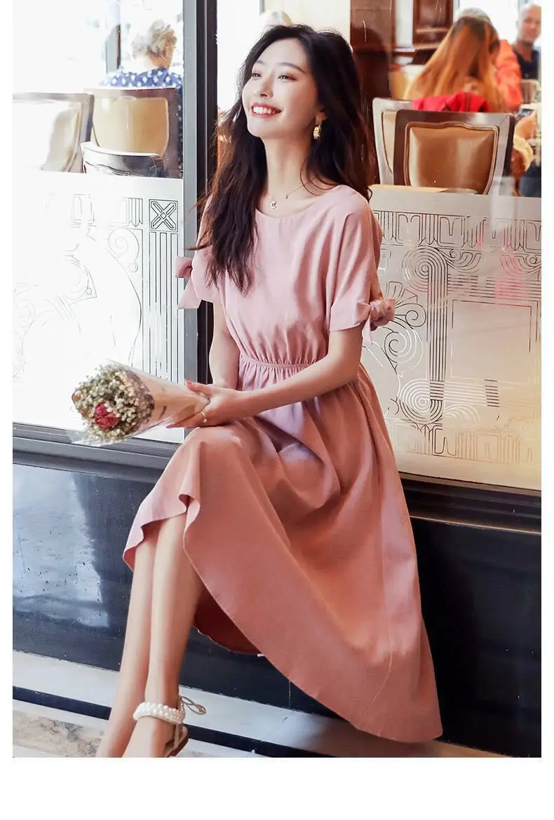 Women's Pink French Dress 2023 Summer Slim Fit — feature 9