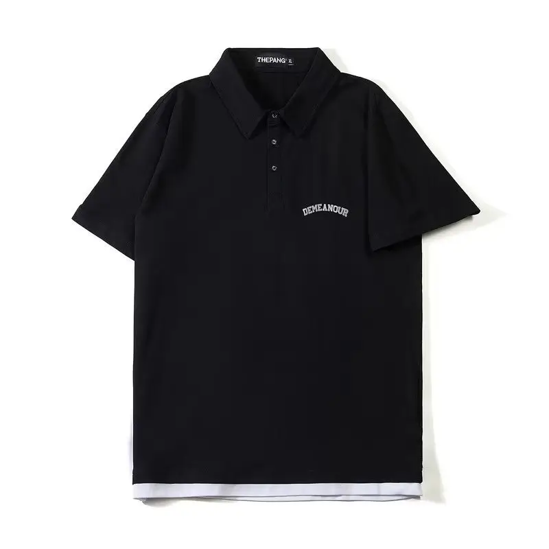Men's Black Polo Shirt Artistic Fashion Summer 2023 - Image 5