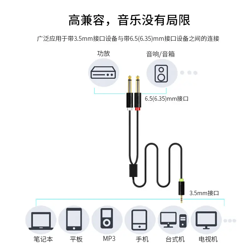 Jinghua 3.5mm to 6.5mm Audio Cable for Laptops & Phones - Image 5