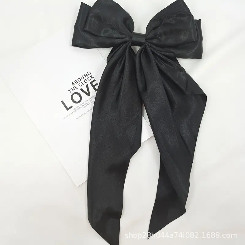 Grey Satin Bow Hairpin Clip for Women