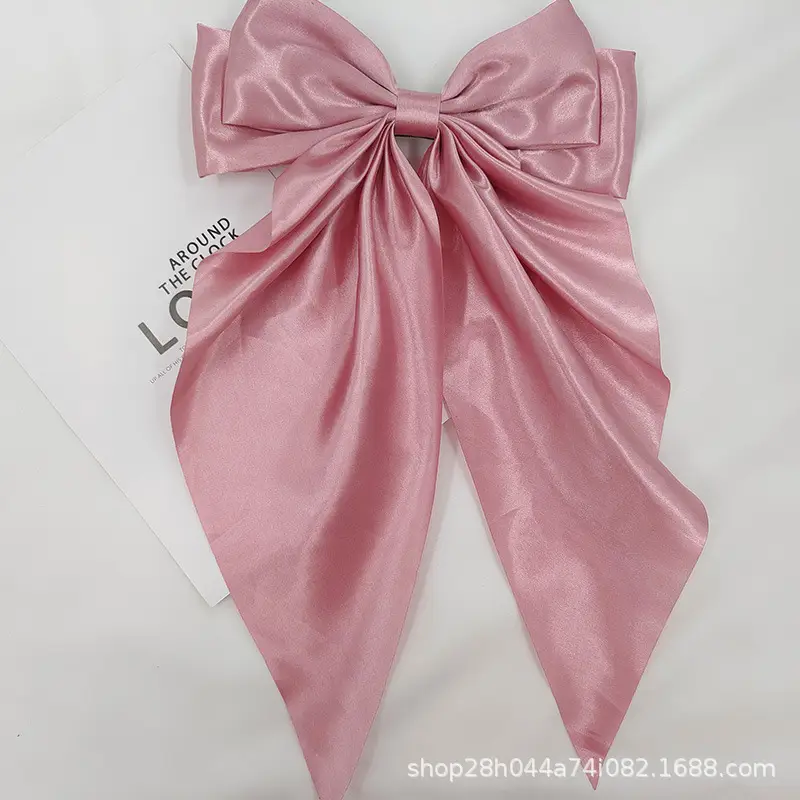 Grey Satin Bow Hairpin Clip for Women
