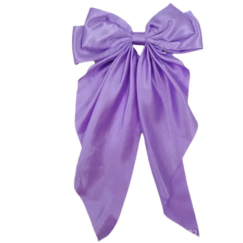 Grey Satin Bow Hairpin Clip for Women