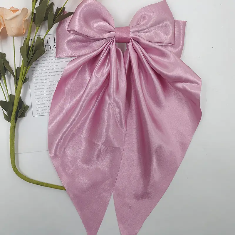 Grey Satin Bow Hairpin Clip for Women