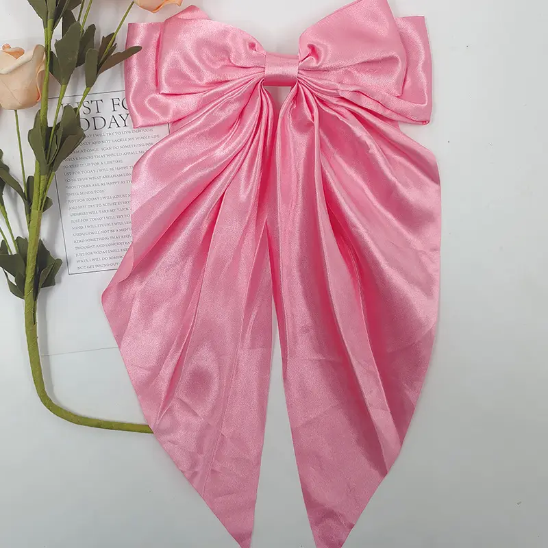 Grey Satin Bow Hairpin Clip for Women