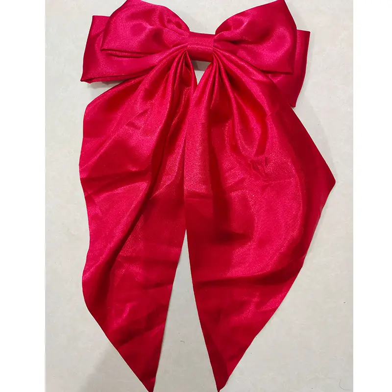 Grey Satin Bow Hairpin Clip for Women