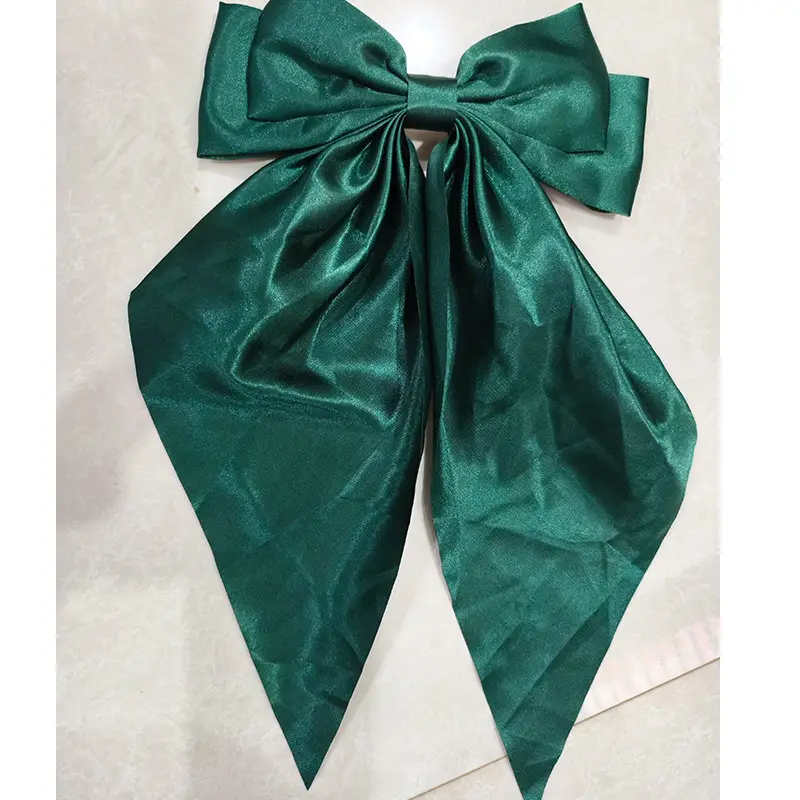 Grey Satin Bow Hairpin Clip for Women