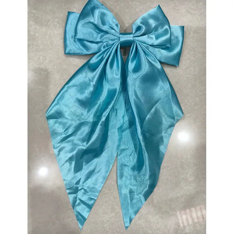 Grey Satin Bow Hairpin Clip for Women
