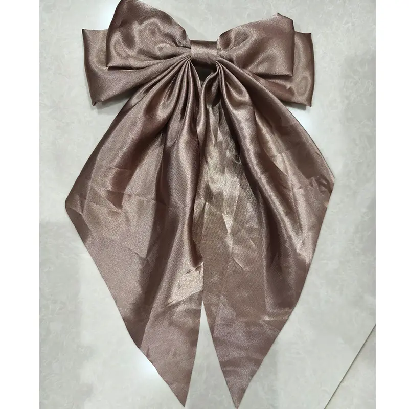 Grey Satin Bow Hairpin Clip for Women