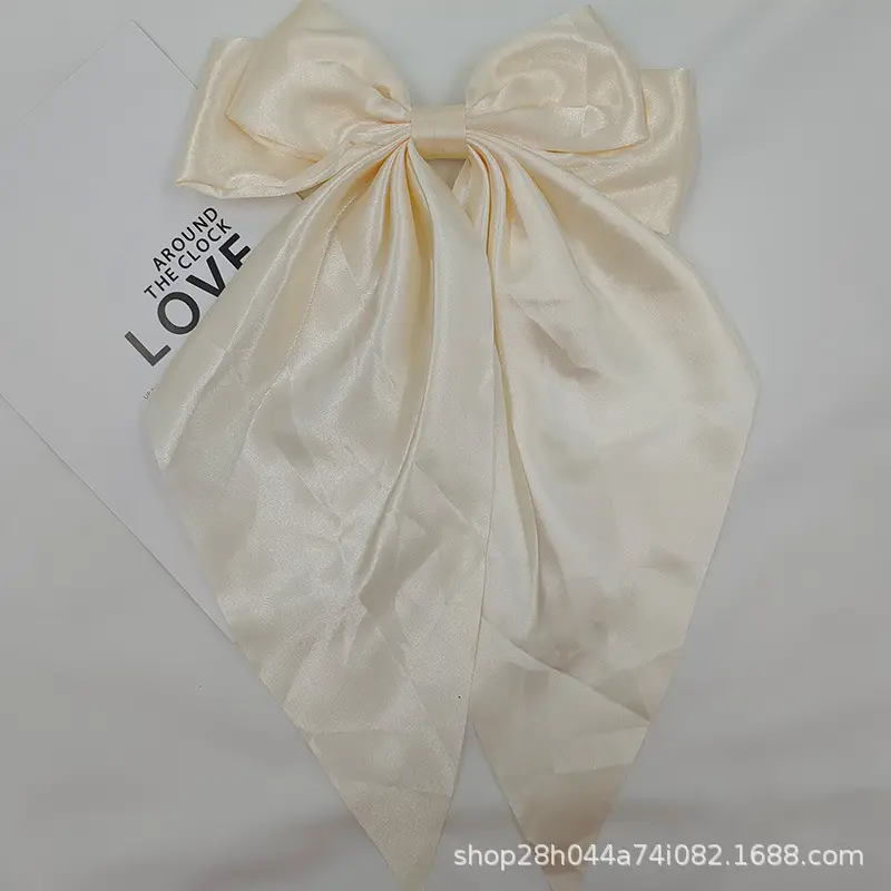 Grey Satin Bow Hairpin Clip for Women
