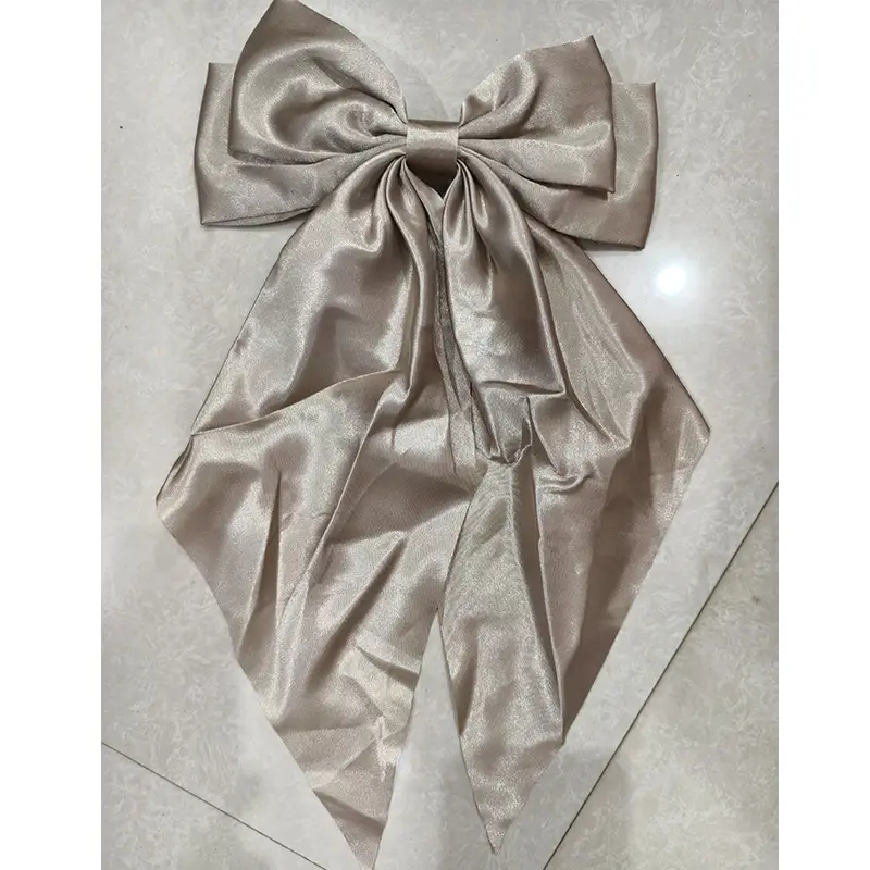 Grey Satin Bow Hairpin Clip for Women