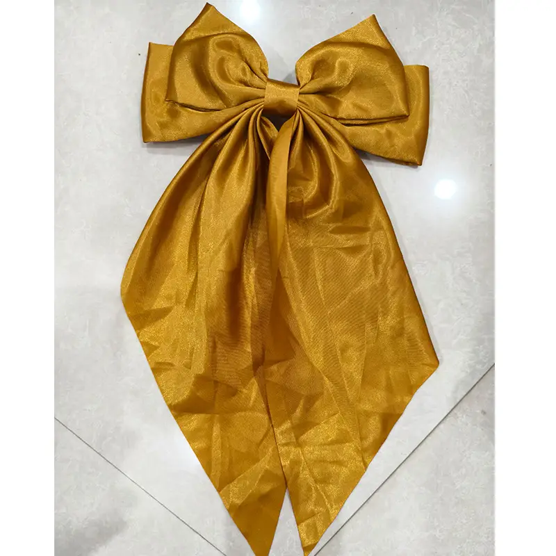 Grey Satin Bow Hairpin Clip for Women