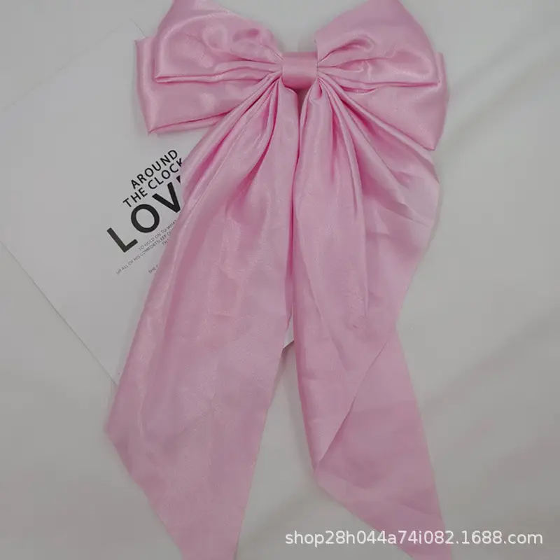 Grey Satin Bow Hairpin Clip for Women