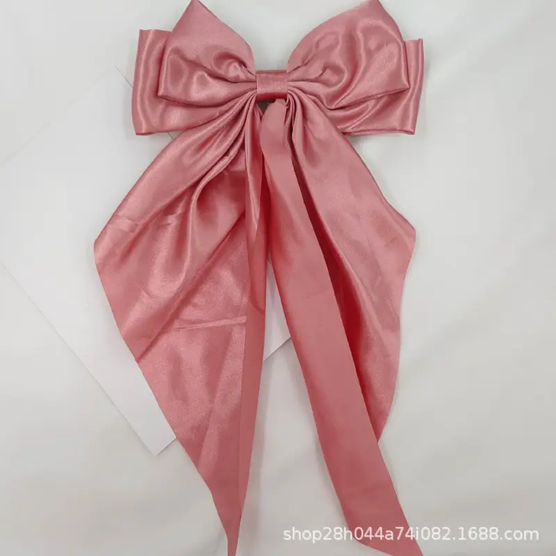 Grey Satin Bow Hairpin Clip for Women