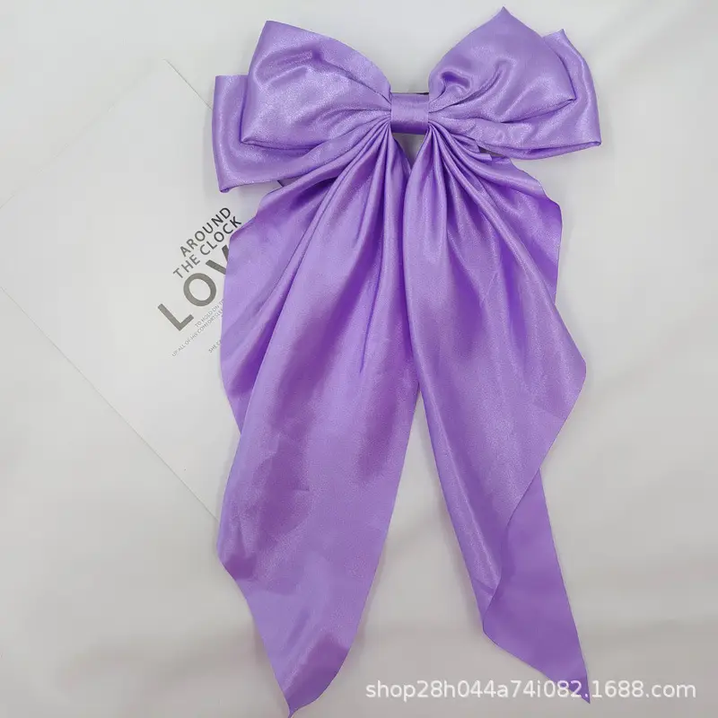 Grey Satin Bow Hairpin Clip for Women